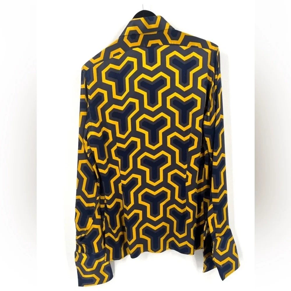 Gucci Yellow and Black Geometric satin Men's Shirt 40/15 1/2
